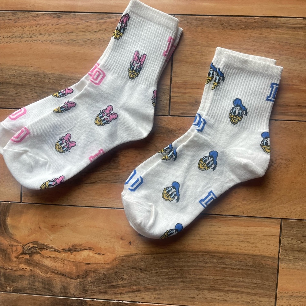 Donald & Daisy Duck White Cartoon Character Socks